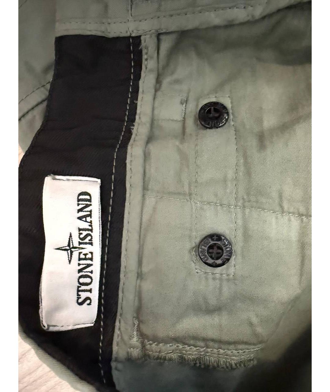 STONE ISLAND Хаки хлопковые повседневные брюки, фото 7