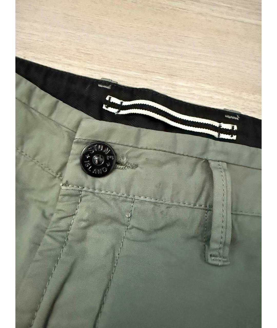 STONE ISLAND Хаки хлопковые повседневные брюки, фото 4
