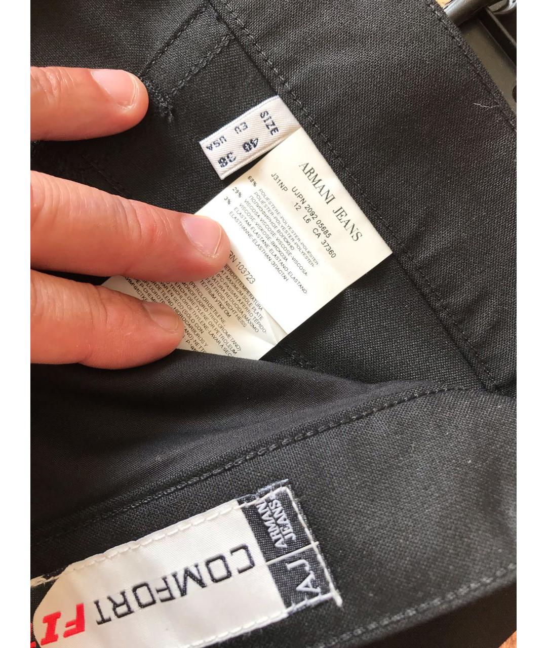 ARMANI JEANS Черные полиэстеровые повседневные брюки, фото 8