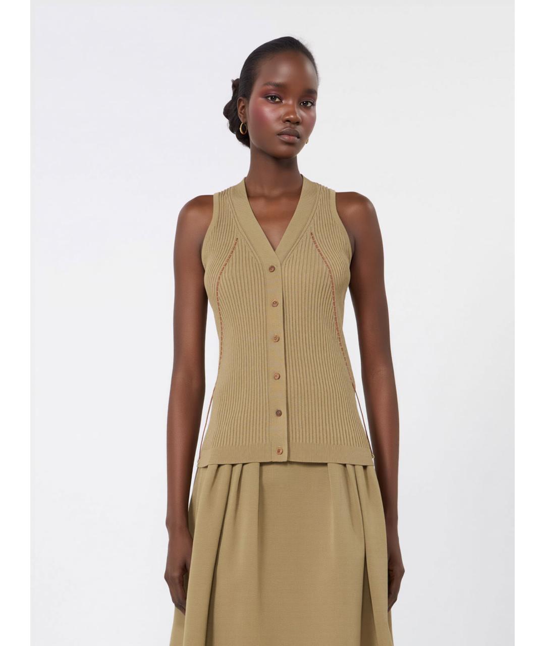MAX MARA Зеленый хлопковый жилет, фото 3
