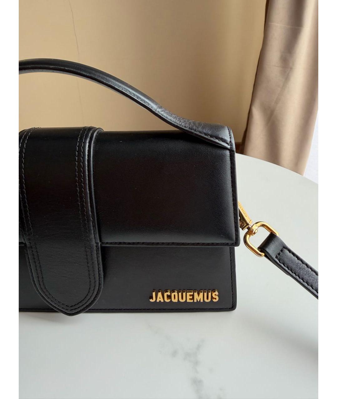 JACQUEMUS Черная кожаная сумка через плечо, фото 4