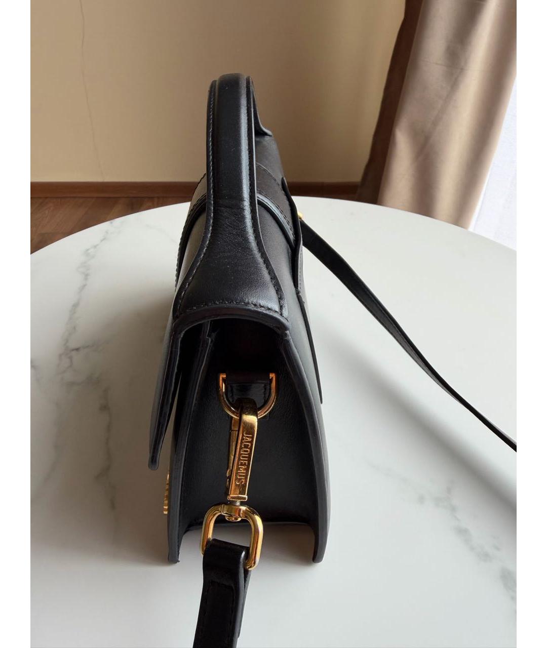 JACQUEMUS Черная кожаная сумка через плечо, фото 2