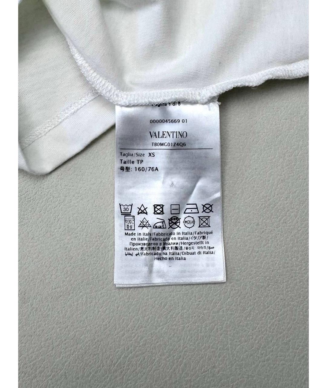 VALENTINO Белая хлопковая футболка, фото 3