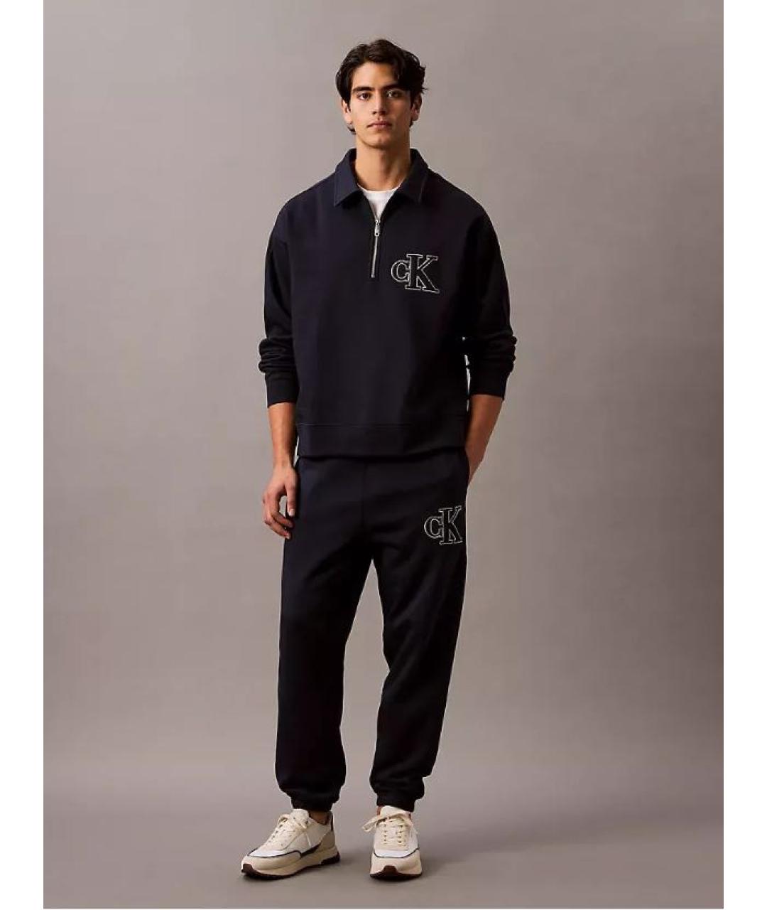 CALVIN KLEIN Темно-синие хлопковые повседневные брюки, фото 8
