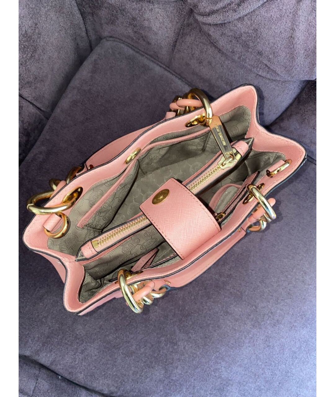 MICHAEL KORS Розовая сумка с короткими ручками из искусственной кожи, фото 3