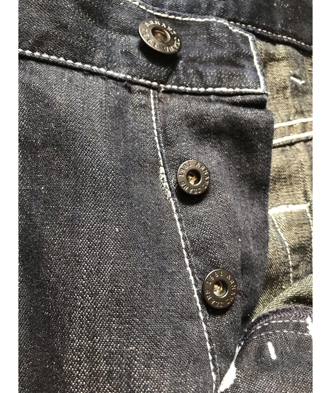 ARMANI JEANS Темно-синие хлопко-льняные прямые джинсы, фото 6