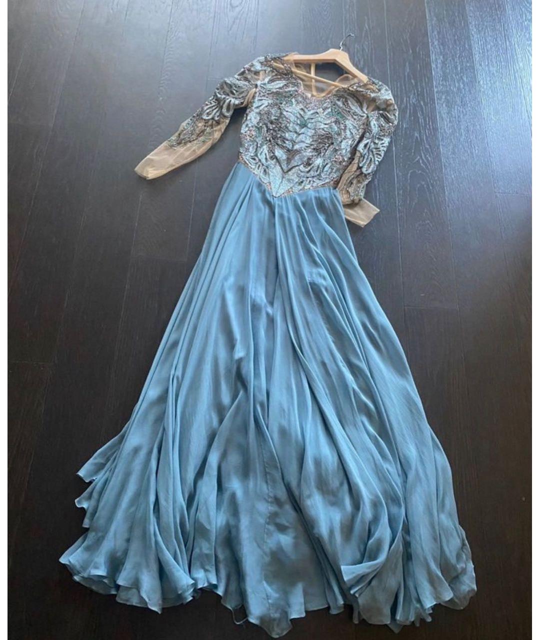 ZUHAIR MURAD Голубое шелковое вечернее платье, фото 4