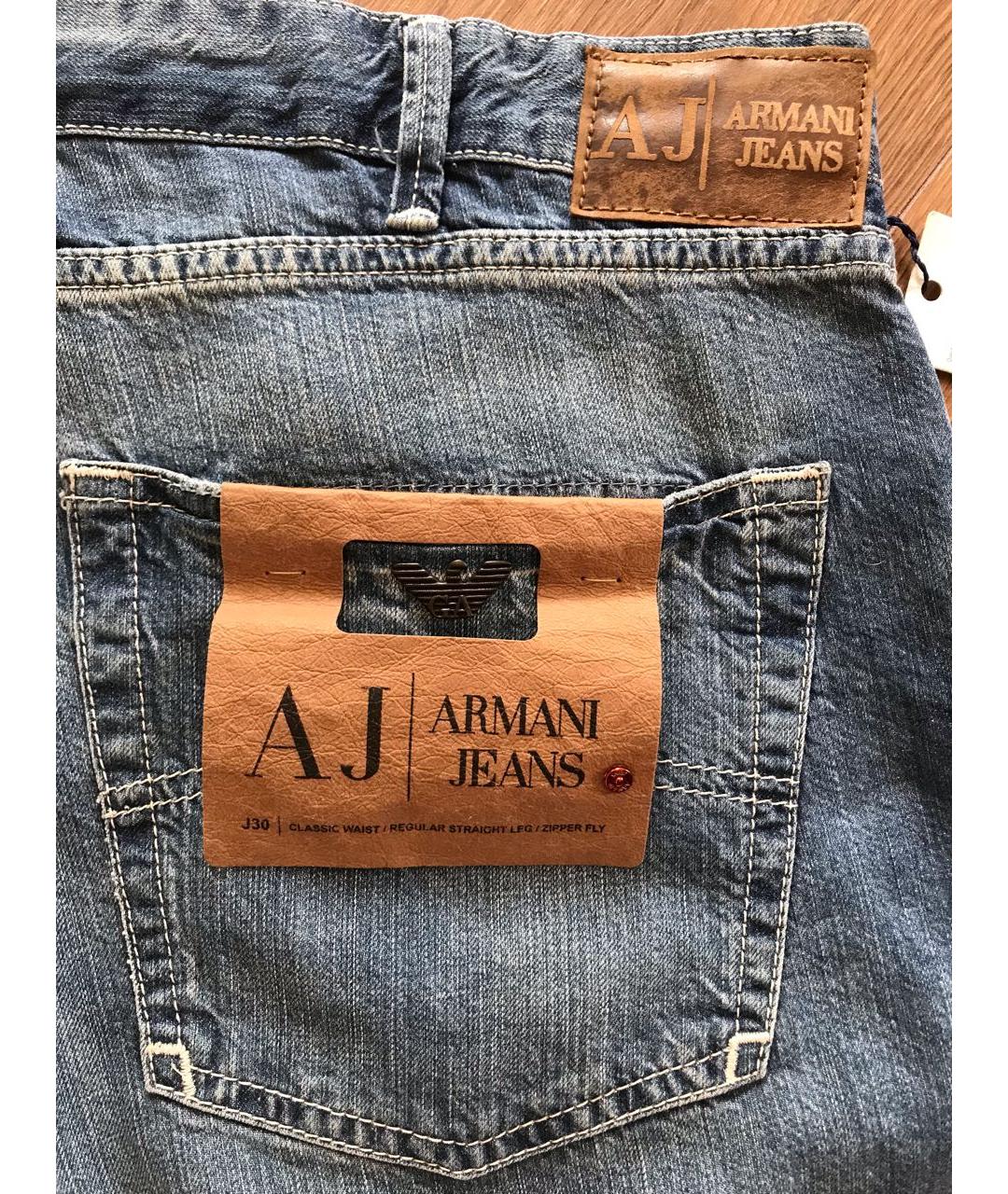 ARMANI JEANS Синие хлопко-эластановые прямые джинсы, фото 7