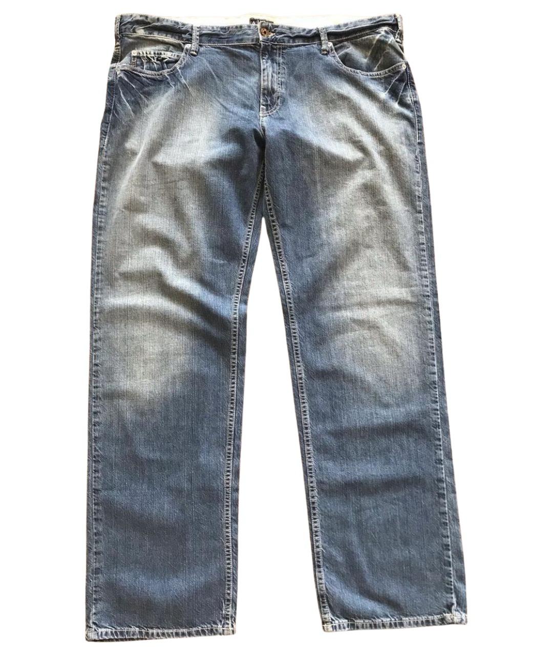 ARMANI JEANS Синие хлопко-эластановые прямые джинсы, фото 1