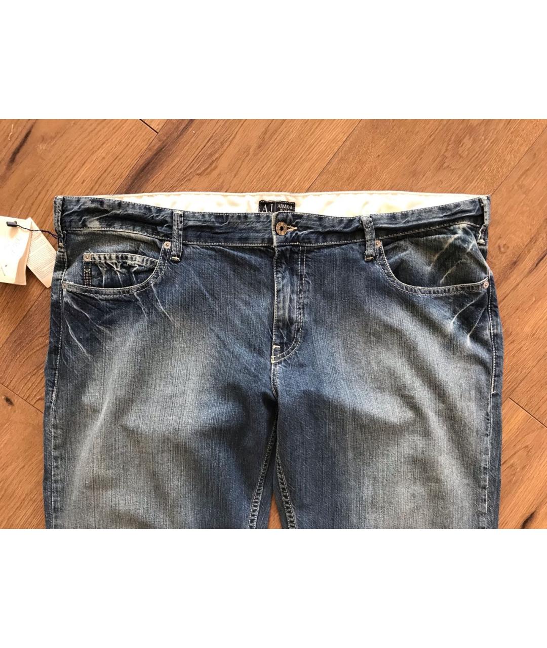 ARMANI JEANS Синие хлопко-эластановые прямые джинсы, фото 2