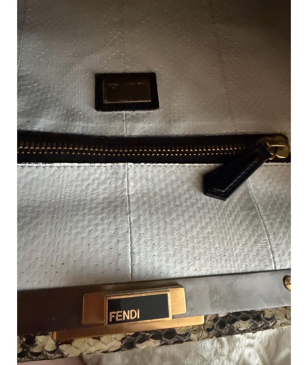 FENDI Бежевая сумка тоут из экзотической кожи, фото 8