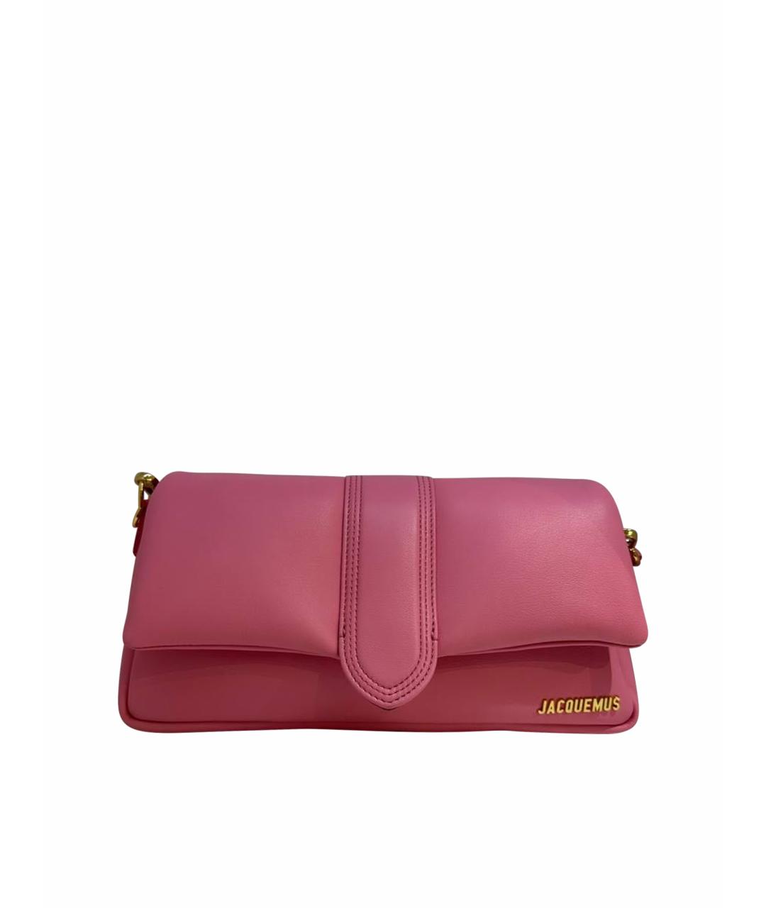 JACQUEMUS Розовая кожаная сумка с короткими ручками, фото 1