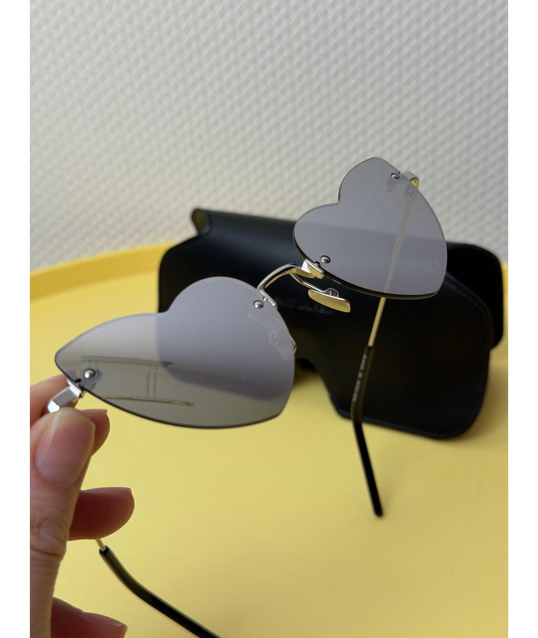 SAINT LAURENT Серебряные пластиковые солнцезащитные очки, фото 3