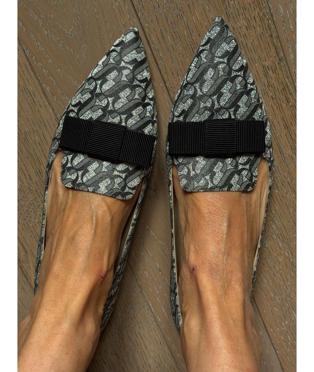 JIMMY CHOO Серебряные кожаные туфли, фото 3