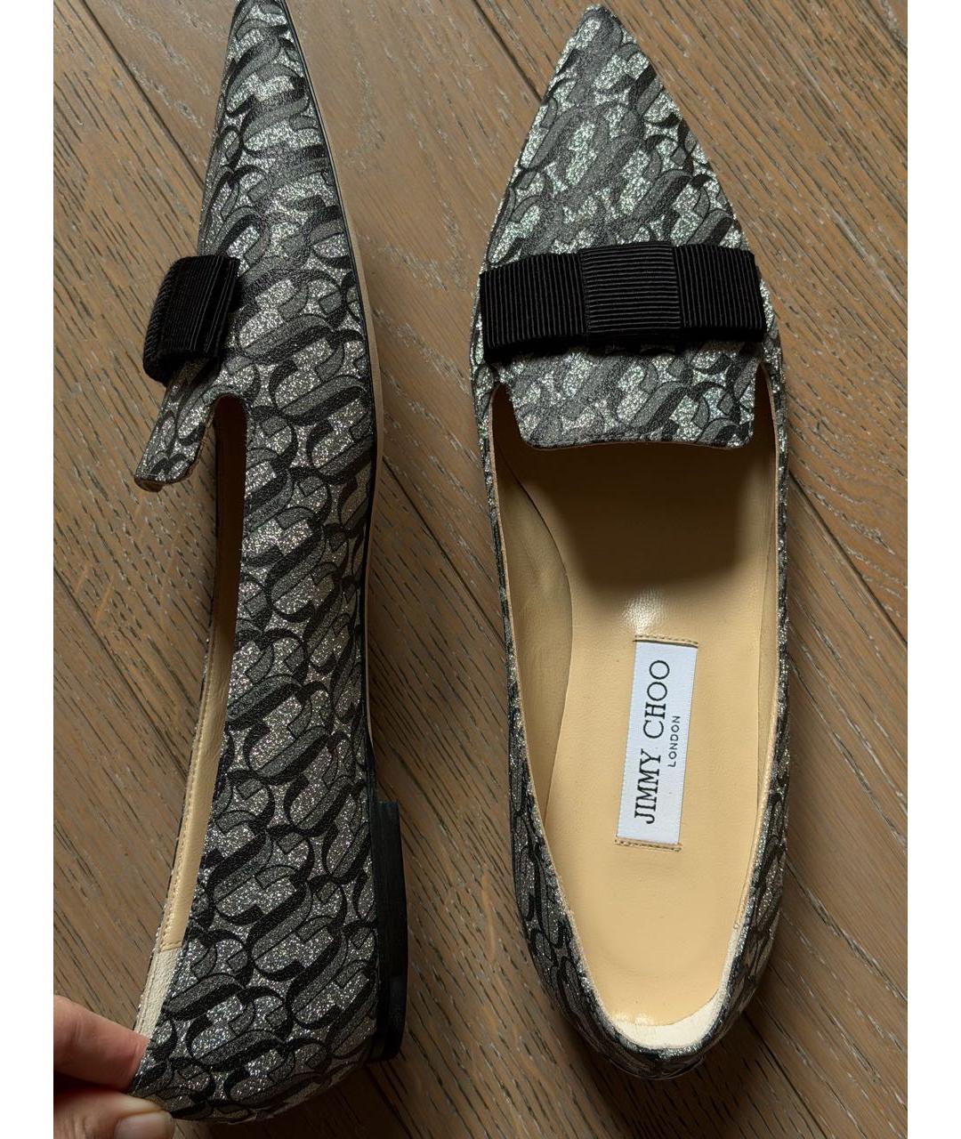 JIMMY CHOO Серебряные кожаные туфли, фото 2