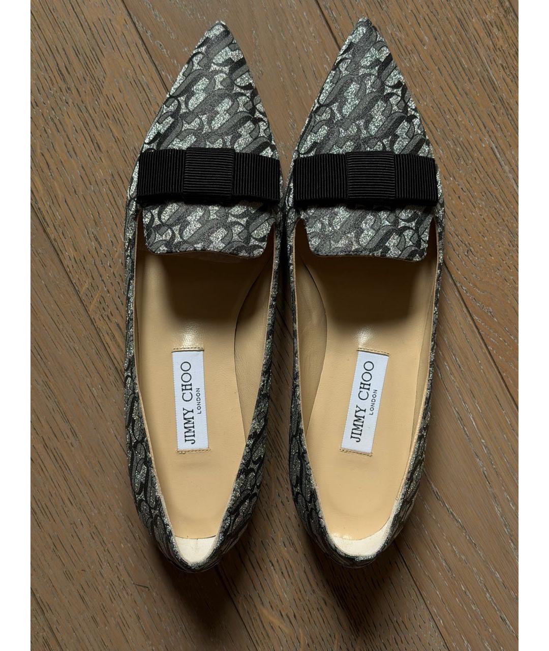 JIMMY CHOO Серебряные кожаные туфли, фото 4