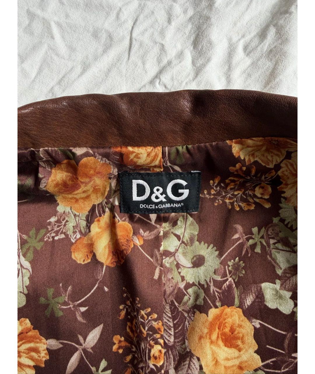 DOLCE&GABBANA Коричневая кожаная куртка, фото 3