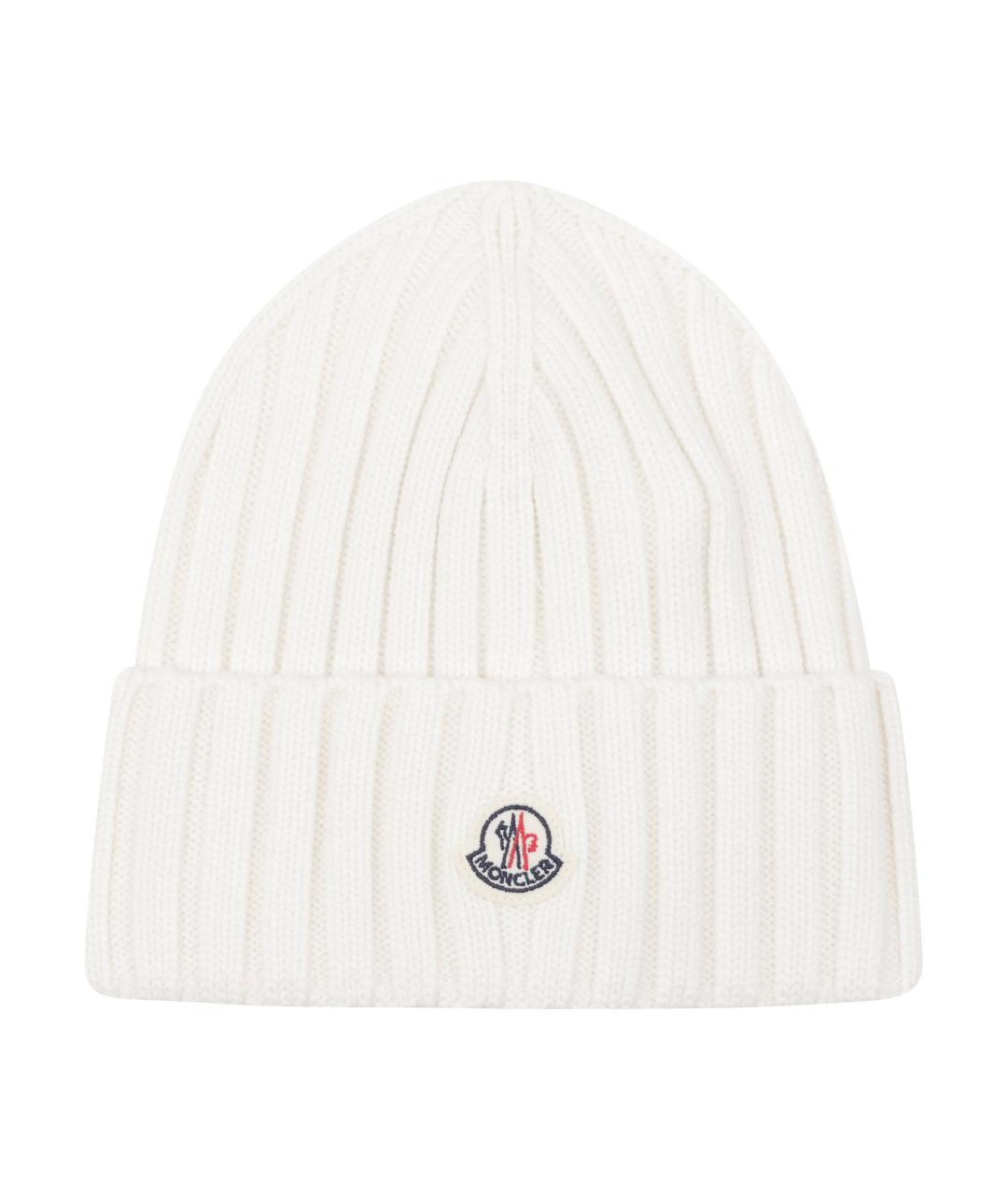 MONCLER Белая шерстяная шапка, фото 1