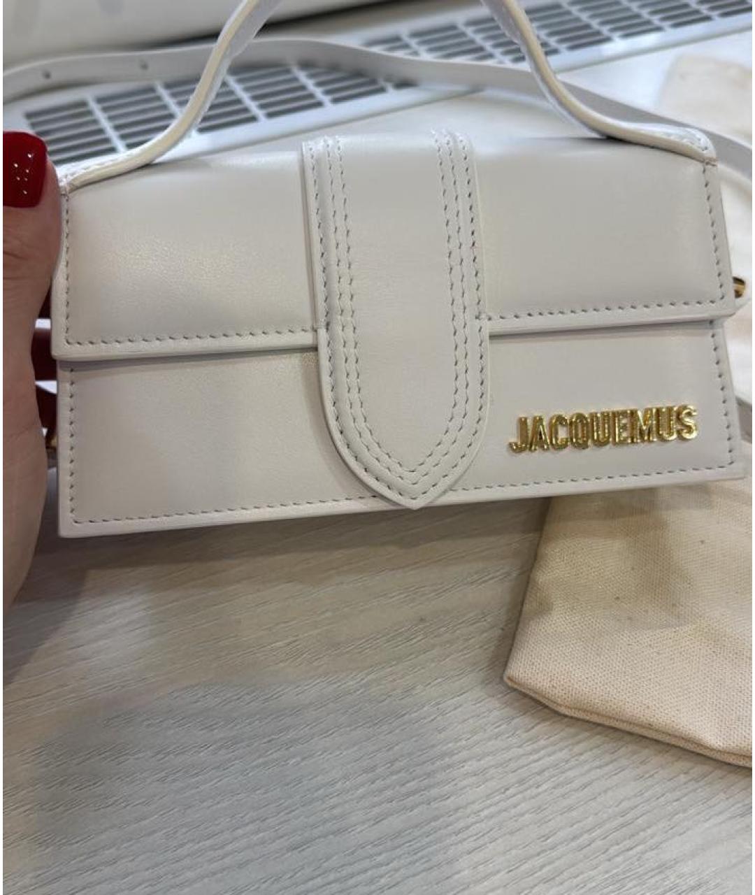 JACQUEMUS Белая кожаная сумка через плечо, фото 3