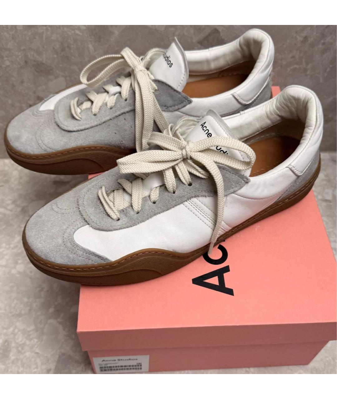 ACNE STUDIOS Белые кожаные низкие кроссовки / кеды, фото 5