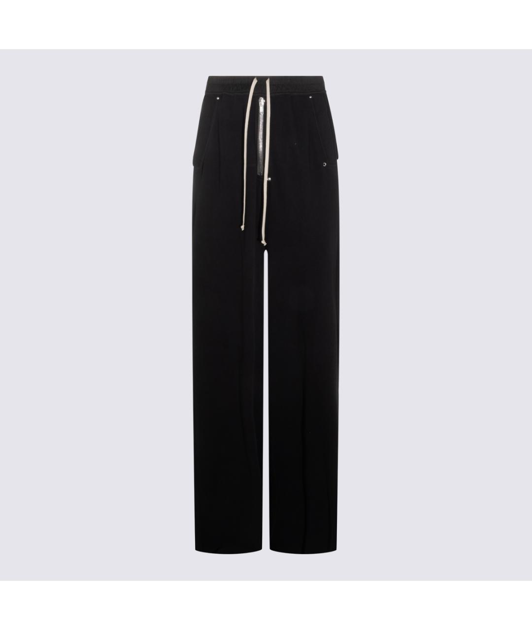 RICK OWENS Черные хлопковые повседневные брюки, фото 2