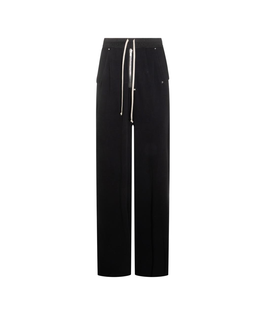 RICK OWENS Черные хлопковые повседневные брюки, фото 1