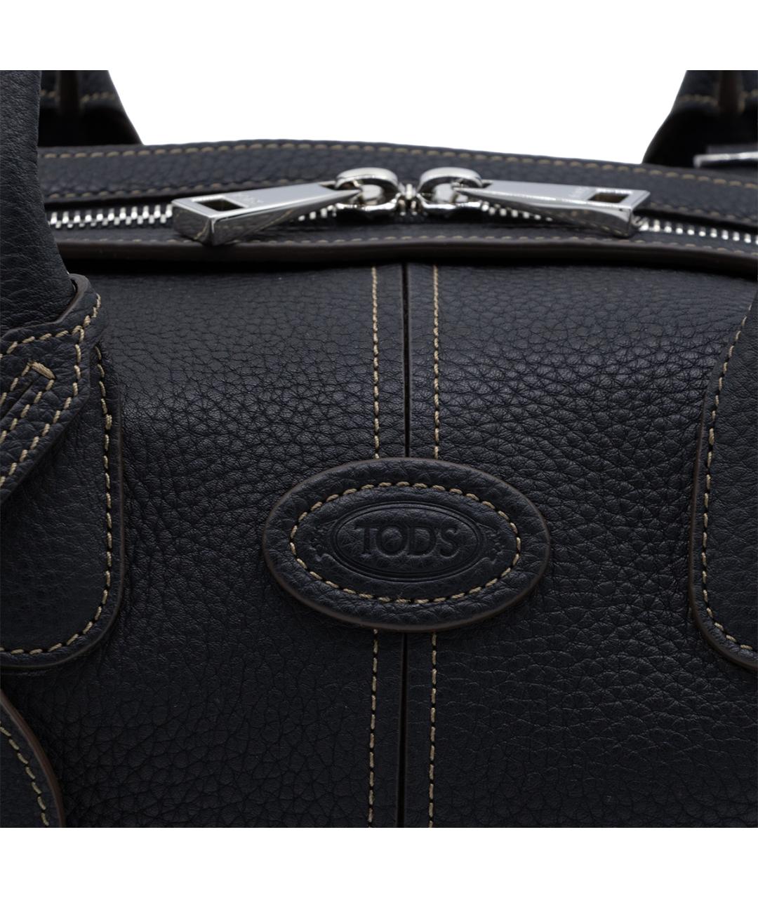 TOD'S Черная кожаная сумка тоут, фото 7