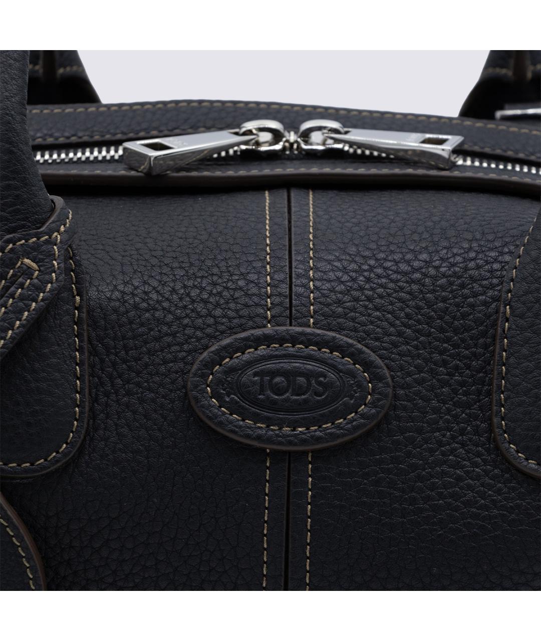TOD'S Черная кожаная сумка тоут, фото 8