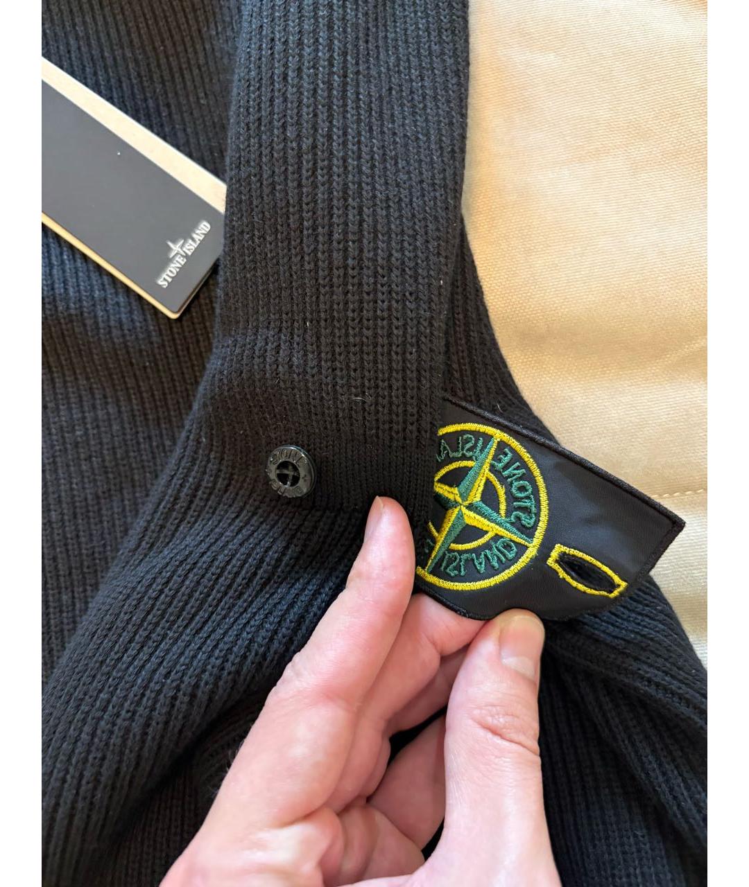 STONE ISLAND Черный хлопковый джемпер / свитер, фото 2