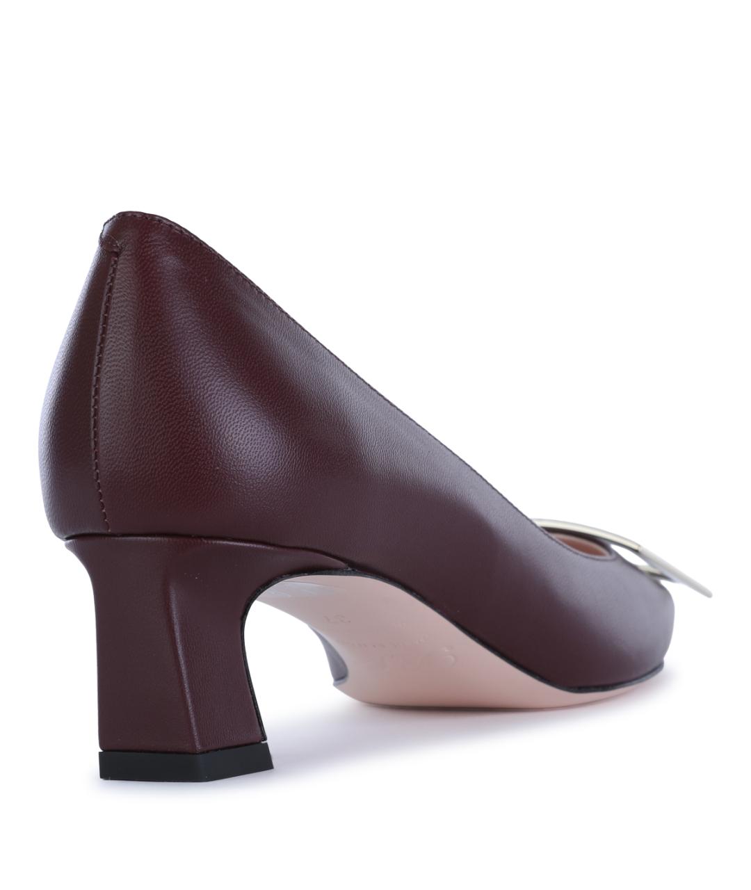 ROGER VIVIER Бордовые кожаные туфли, фото 3