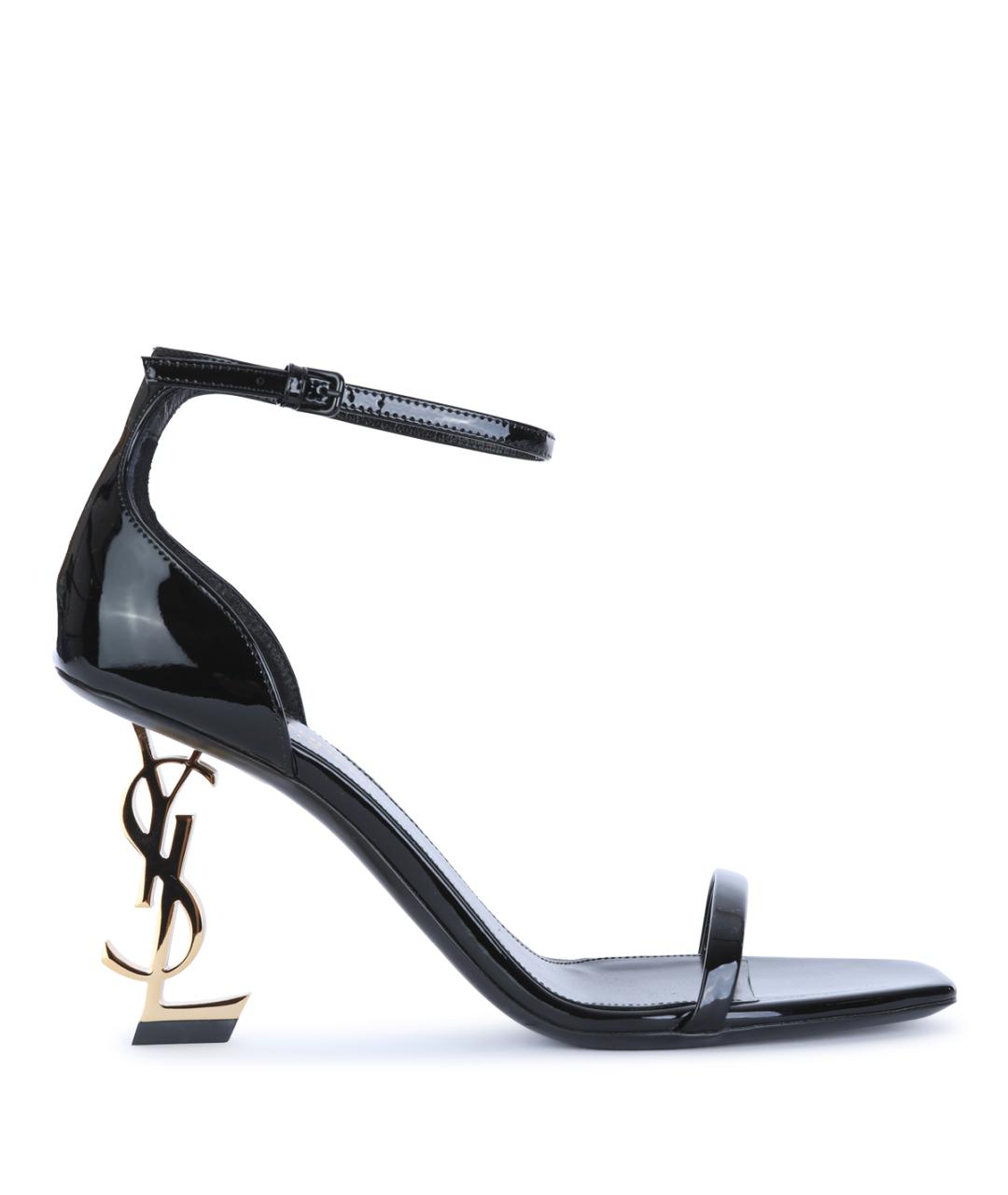 SAINT LAURENT Черные кожаные босоножки, фото 1