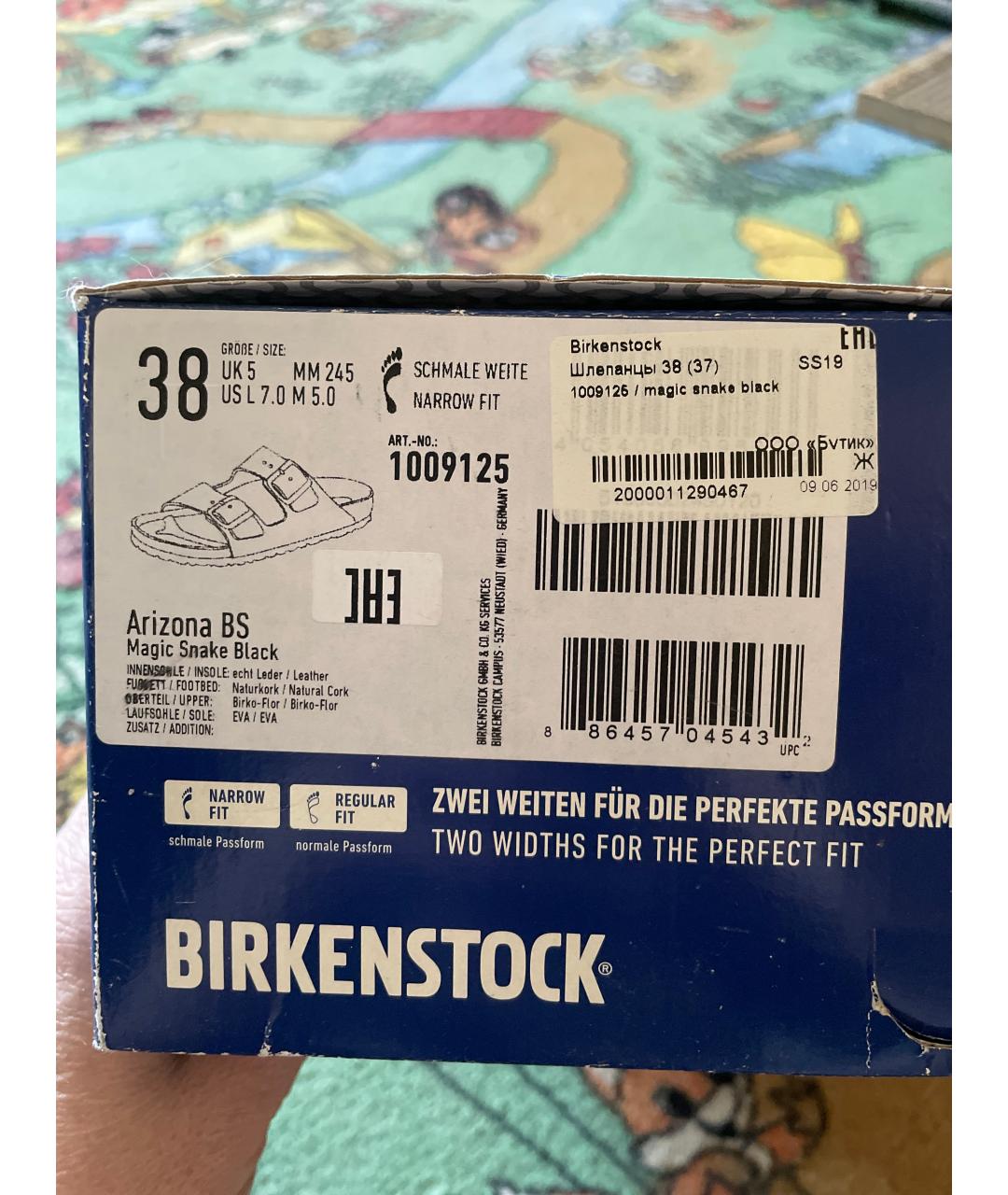 BIRKENSTOCK Черные кожаные шлепанцы, фото 6