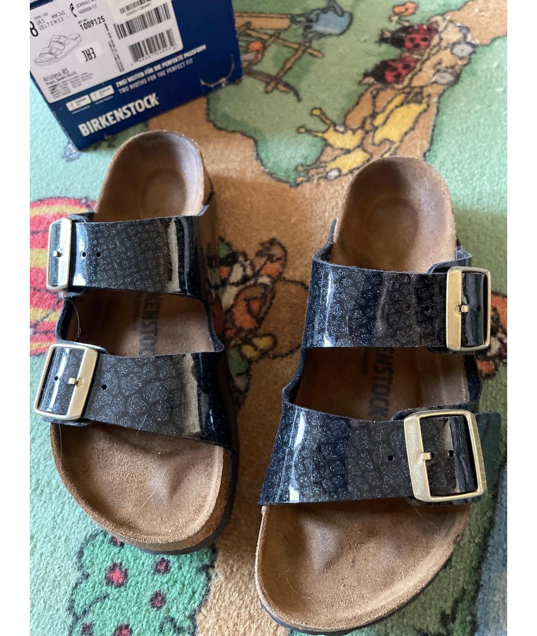 BIRKENSTOCK Черные кожаные шлепанцы, фото 2