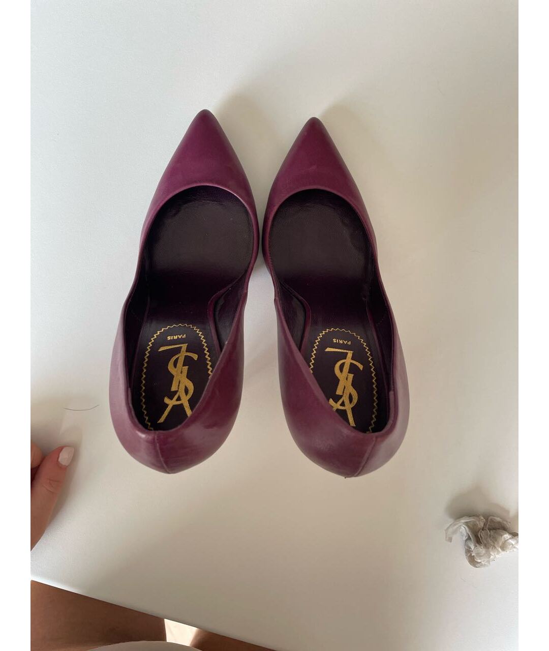 SAINT LAURENT Фиолетовые кожаные туфли, фото 3