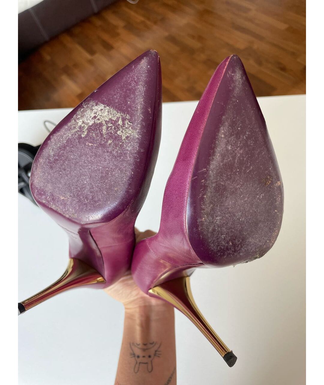 SAINT LAURENT Фиолетовые кожаные туфли, фото 5