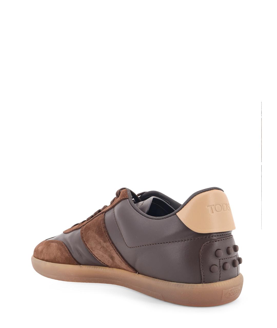 TOD'S Коричневые кожаные низкие кроссовки / кеды, фото 3