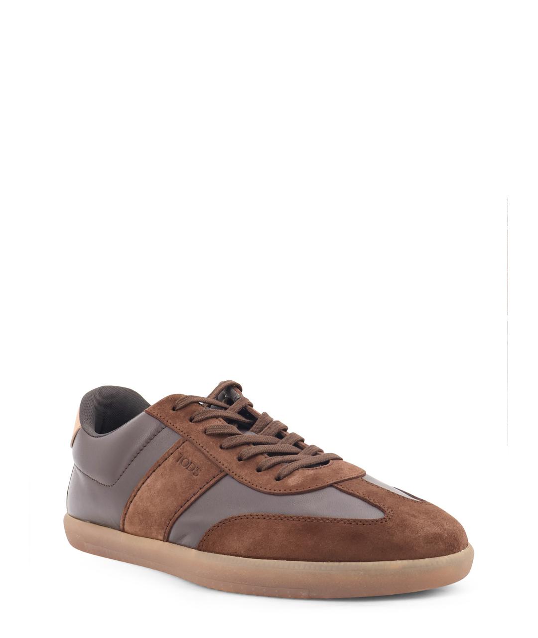 TOD'S Коричневые кожаные низкие кроссовки / кеды, фото 2