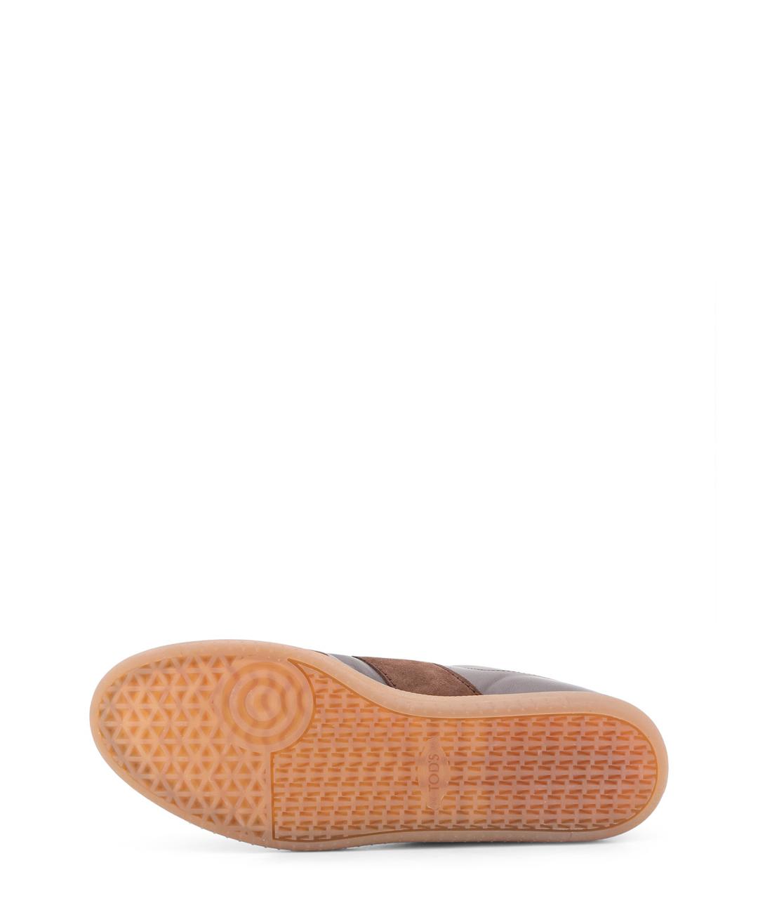 TOD'S Коричневые кожаные низкие кроссовки / кеды, фото 4