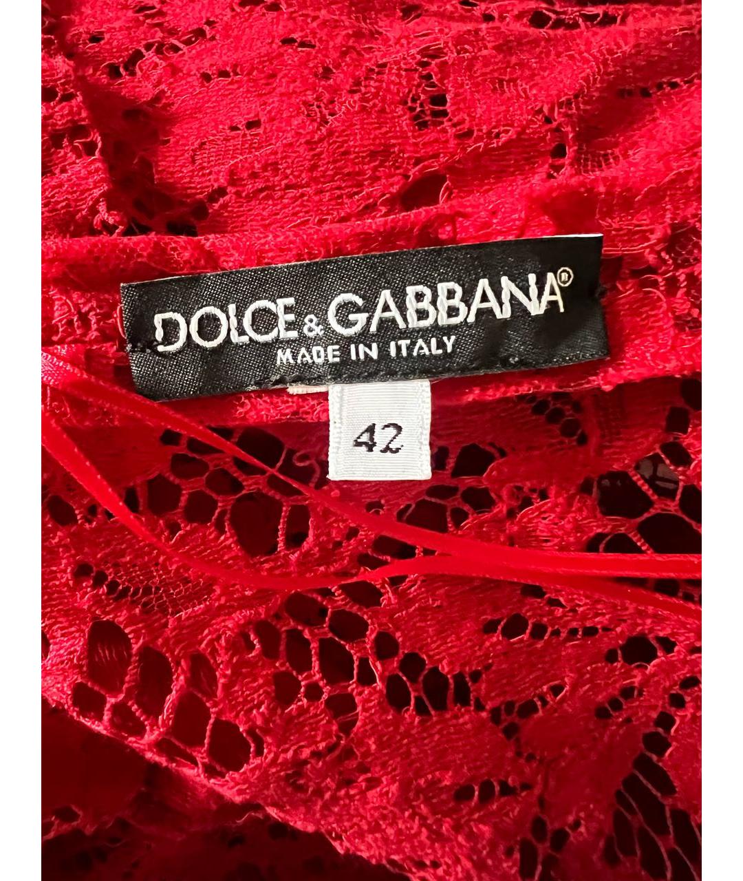 DOLCE&GABBANA Красное кружевное коктейльное платье, фото 5