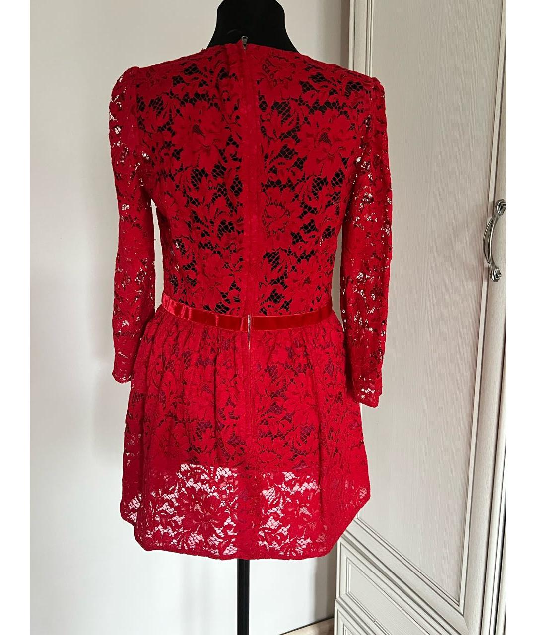 DOLCE&GABBANA Красное кружевное коктейльное платье, фото 3