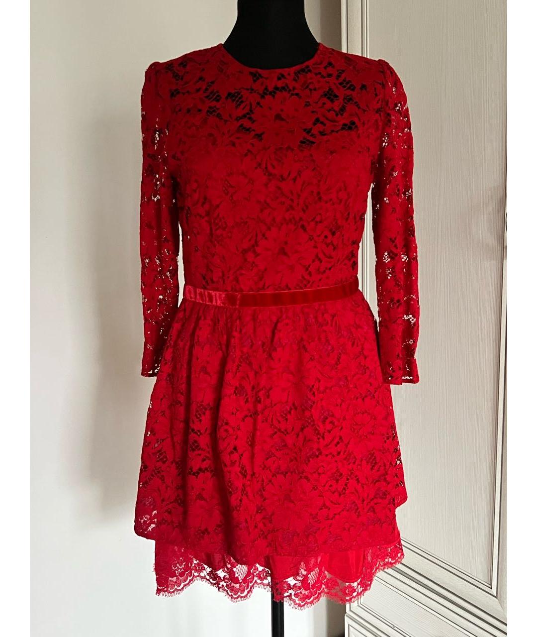 DOLCE&GABBANA Красное кружевное коктейльное платье, фото 6
