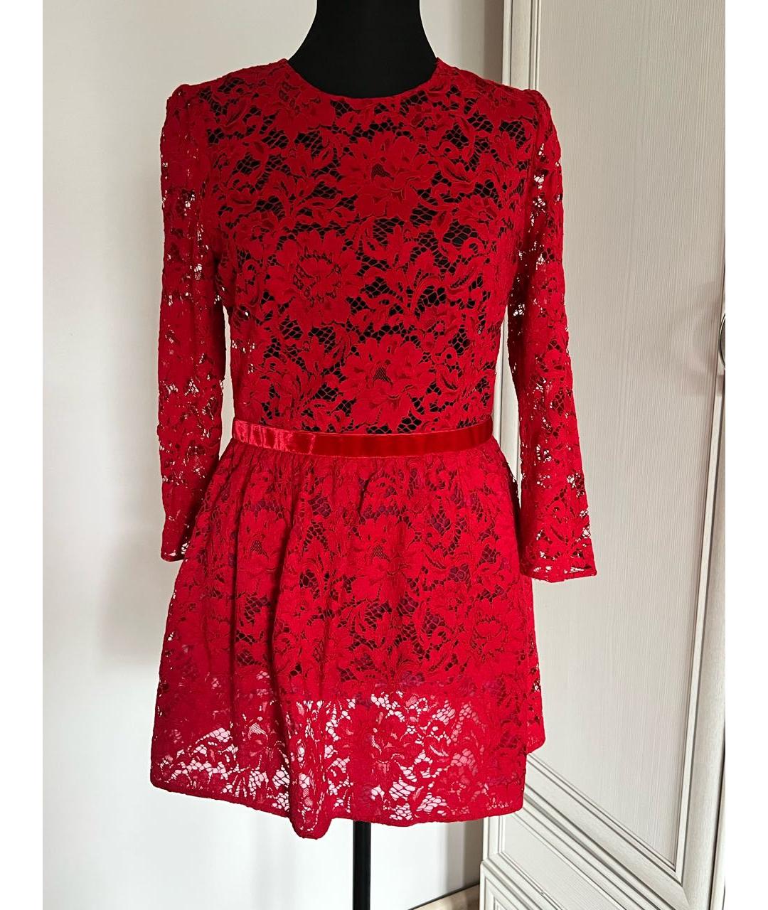 DOLCE&GABBANA Красное кружевное коктейльное платье, фото 2