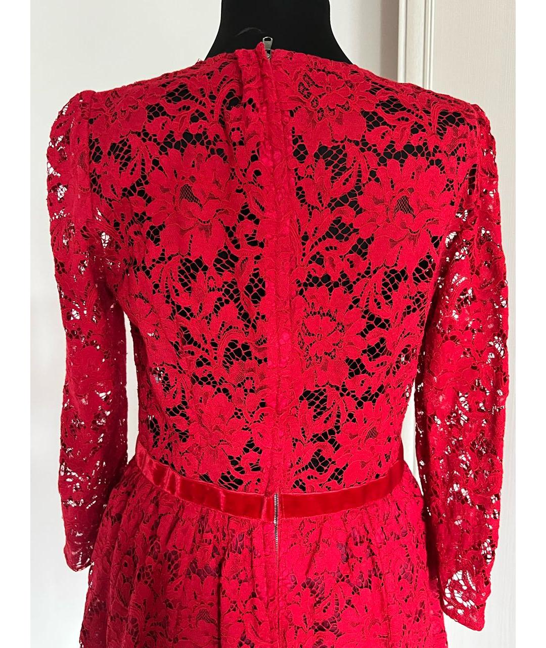 DOLCE&GABBANA Красное кружевное коктейльное платье, фото 4