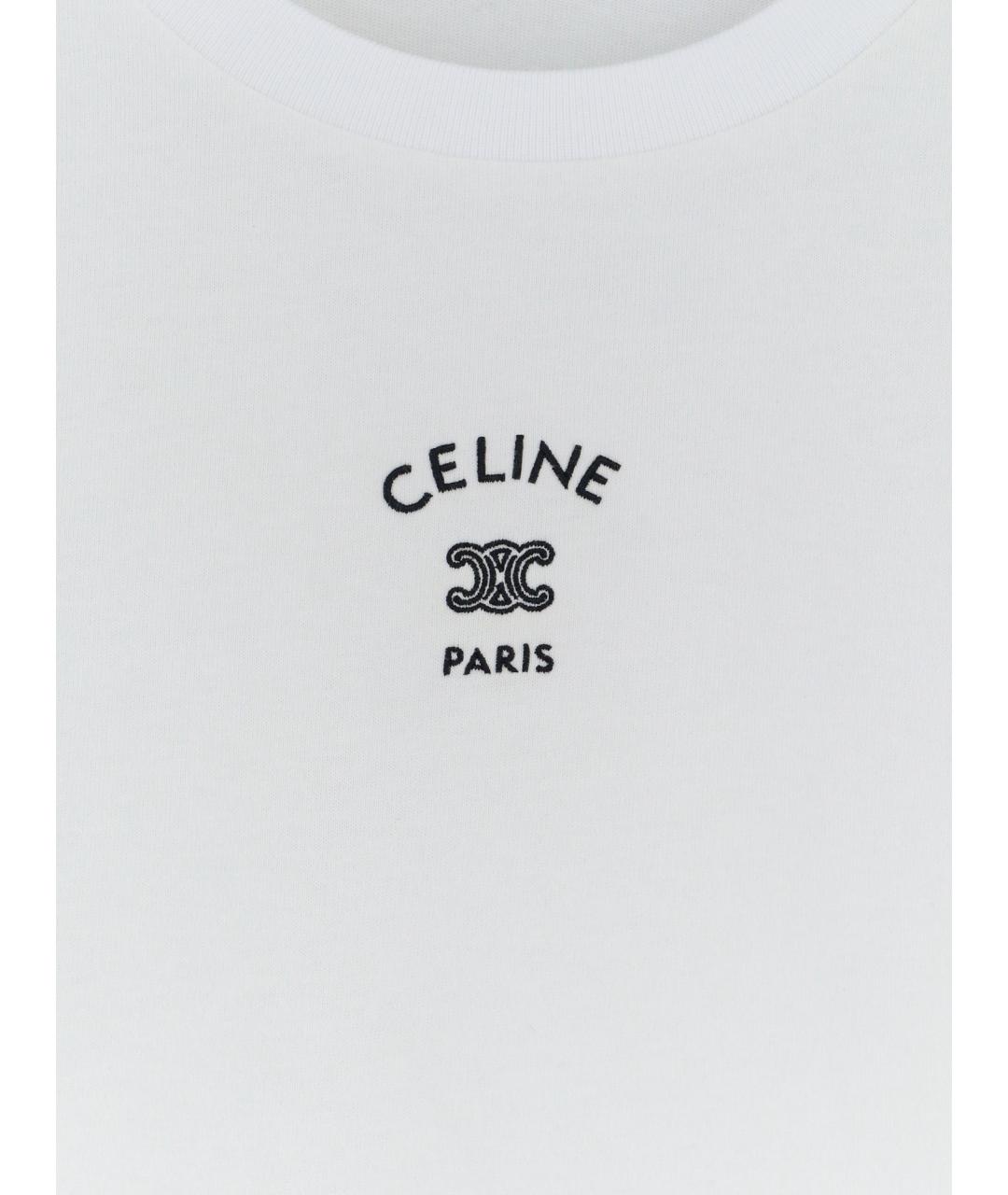 CELINE Белая хлопковая футболка, фото 3