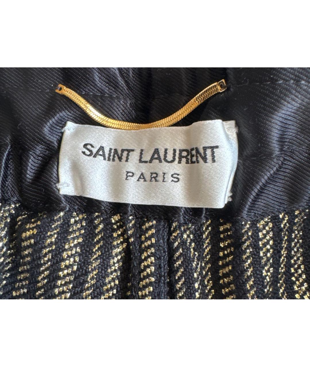 SAINT LAURENT Золотые льняные прямые брюки, фото 3