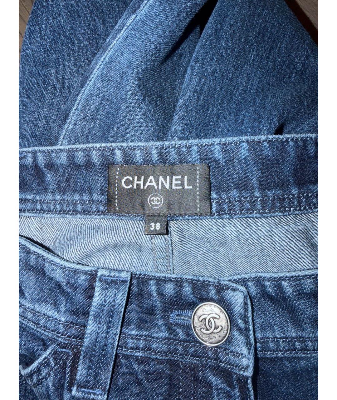 CHANEL Синие хлопковые прямые джинсы, фото 3