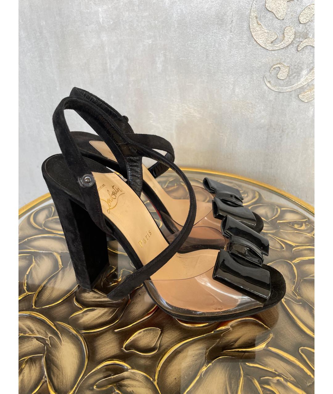 CHRISTIAN LOUBOUTIN Черные замшевые босоножки, фото 8