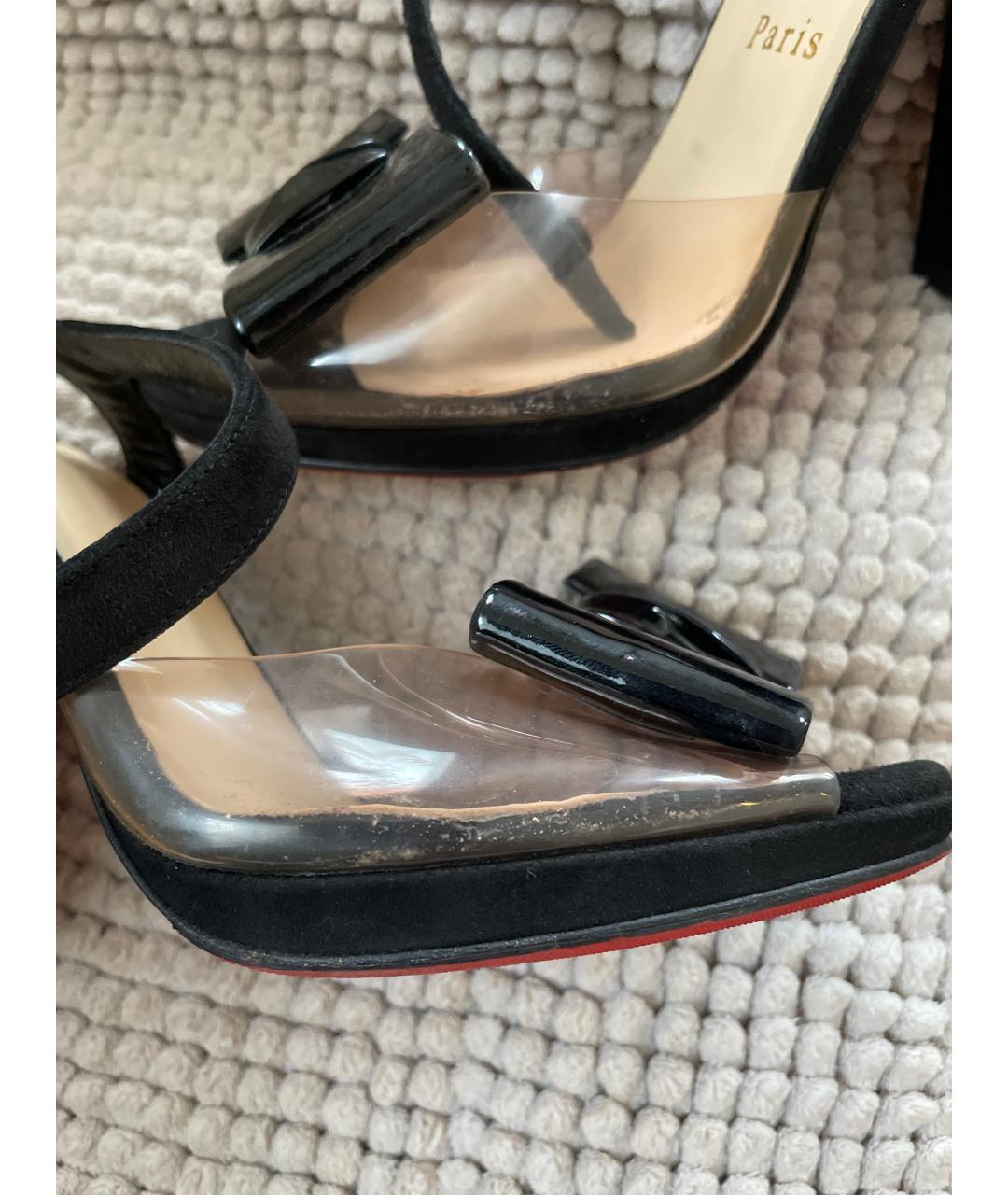 CHRISTIAN LOUBOUTIN Черные замшевые босоножки, фото 7
