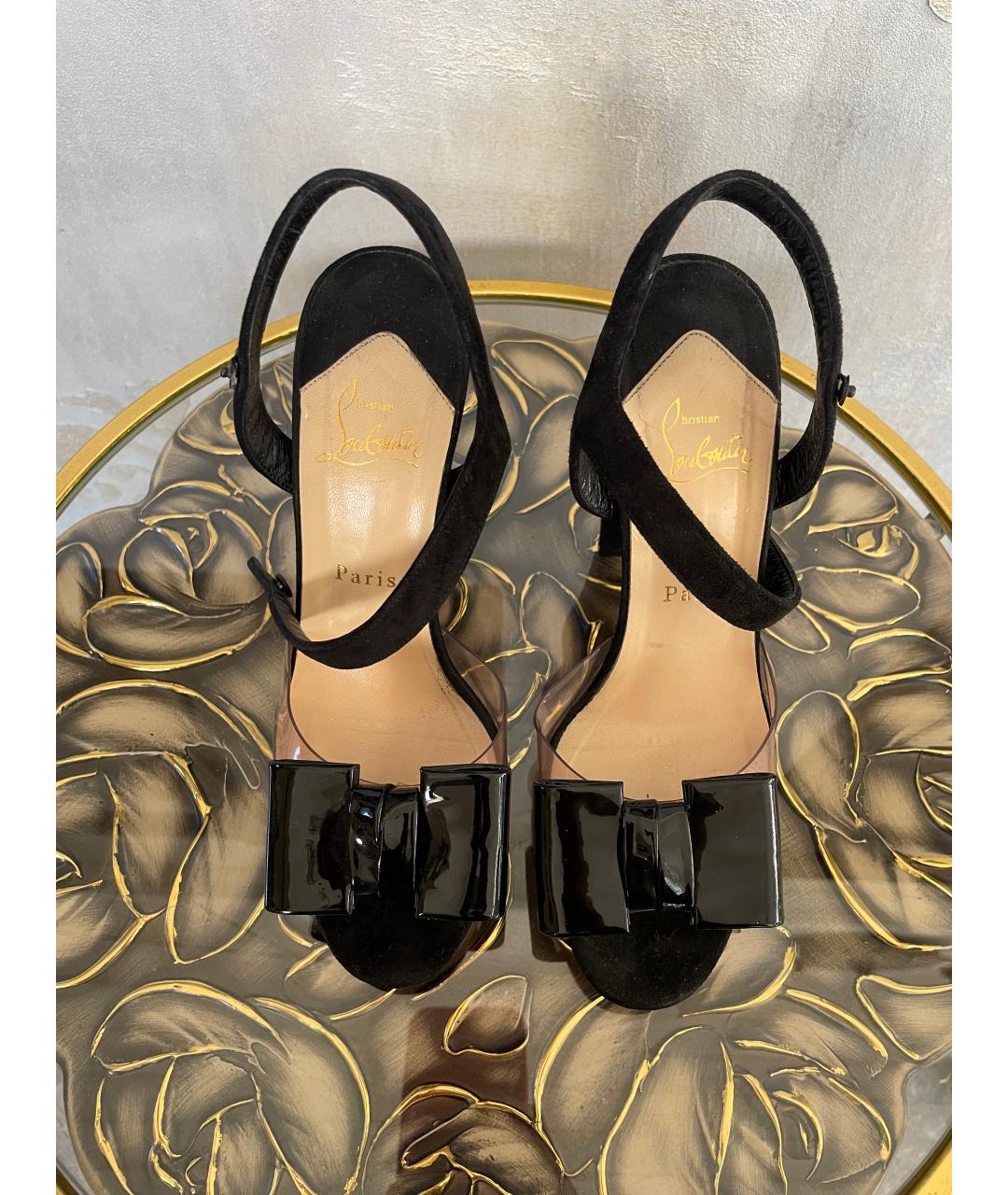 CHRISTIAN LOUBOUTIN Черные замшевые босоножки, фото 2