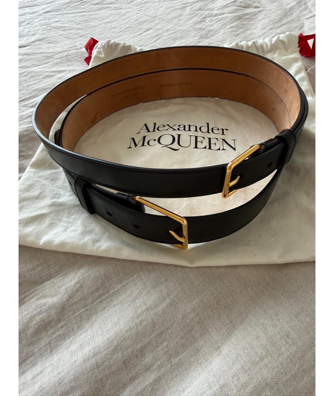 ALEXANDER MCQUEEN Черный кожаный ремень, фото 4